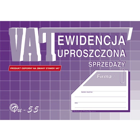 Druk ewidencja vat sprzedaży uproszczona A5 | espryciarze.pl |Kup taniej!