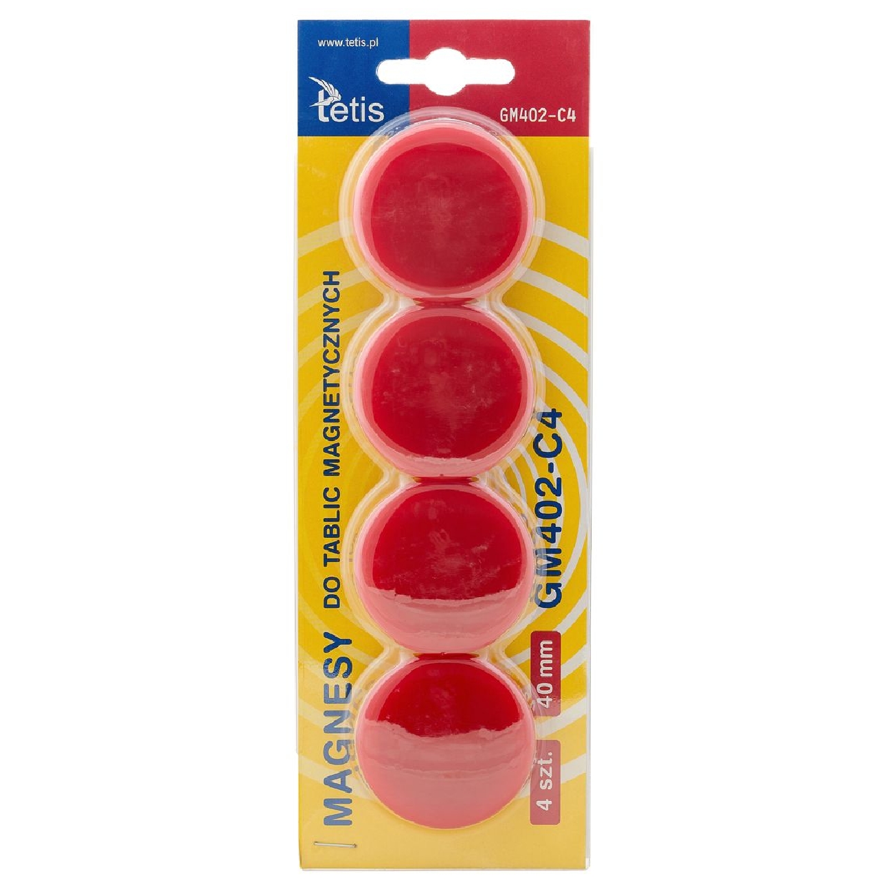 Magnesy Tetis gładkie czerwone 40 mm 4 sztuki | espryciarze.pl |Działaj teraz!