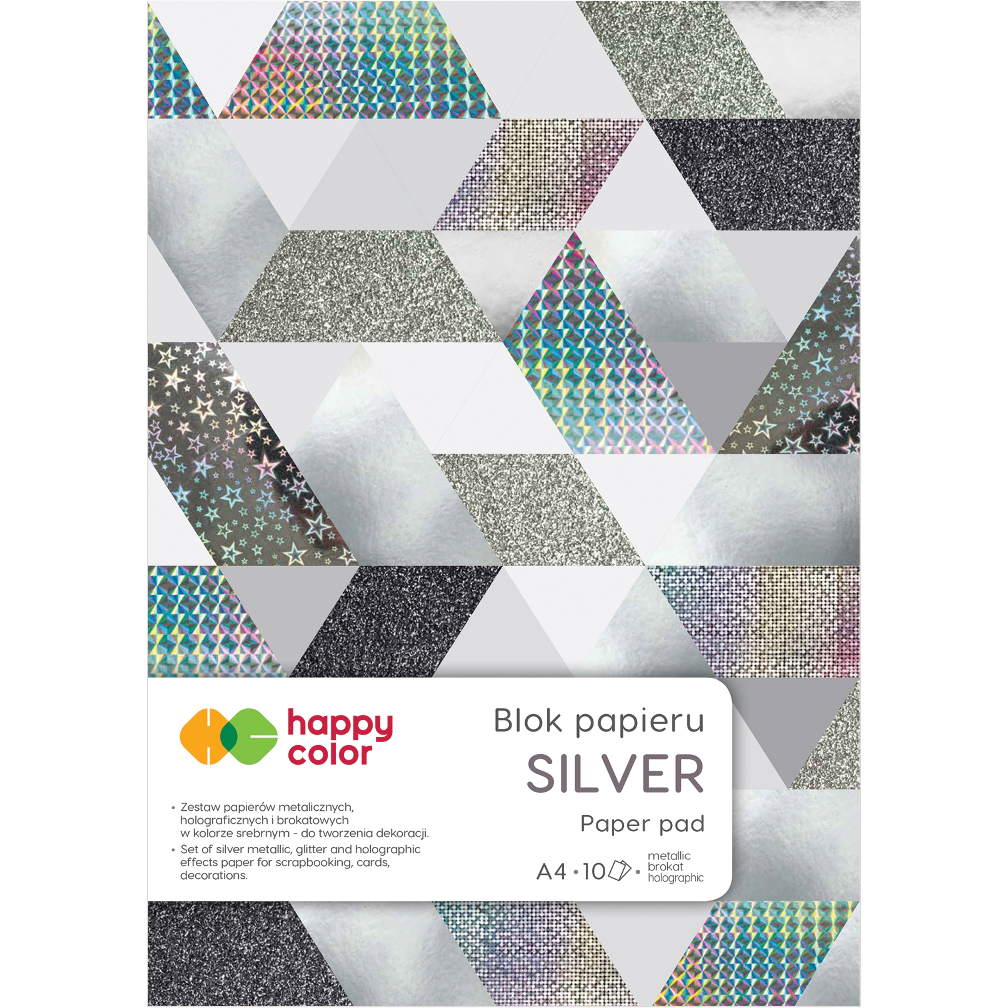 Blok silver A4, 150-230 g/m2, zestaw 10 arkuszy, Happy Color | espryciarze.pl |Kup taniej!