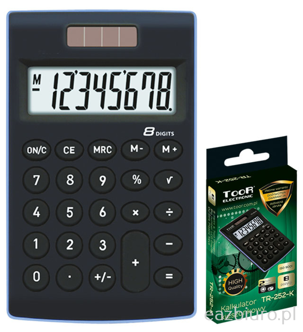 Kalkulator kieszonkowy toor tr-252-k 8-pozycyjny - 2 typy zasilania | espryciarze.pl |Zamów dziś!