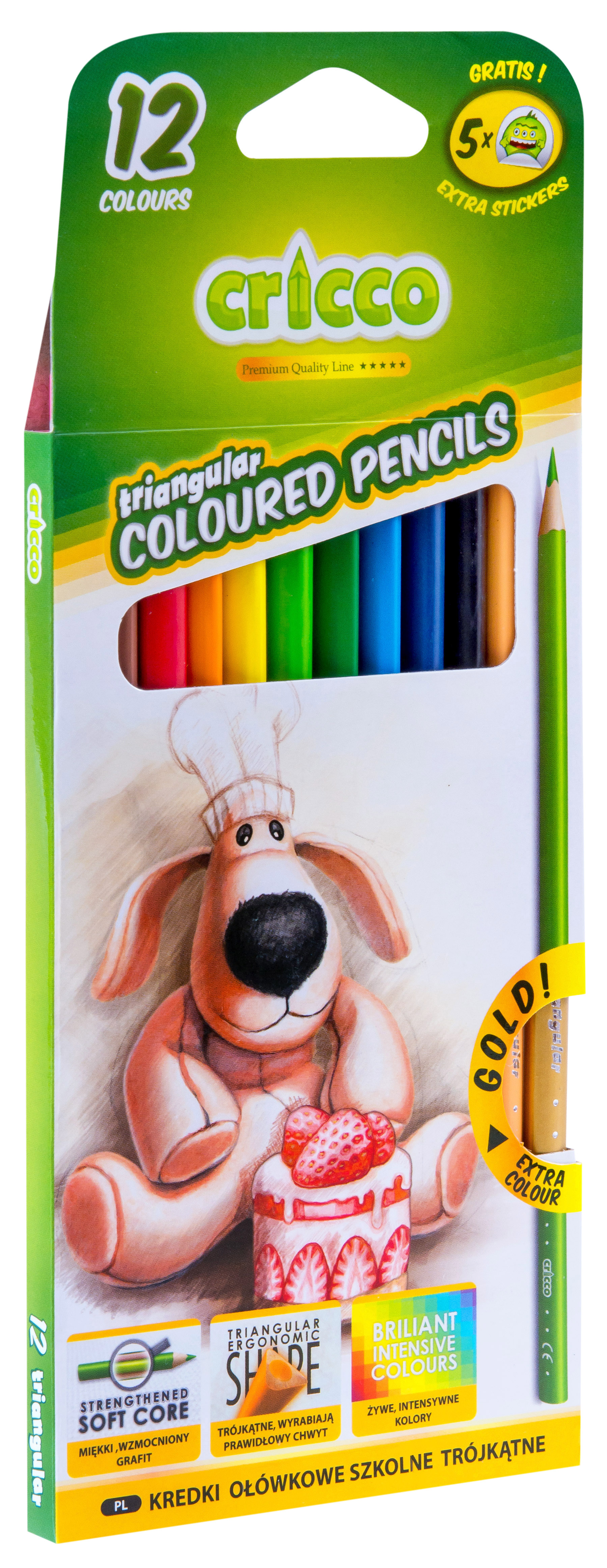 Kredki Cricco trójkątne 12 kolorów mix wzorów | espryciarze.pl |Skorzystaj teraz!