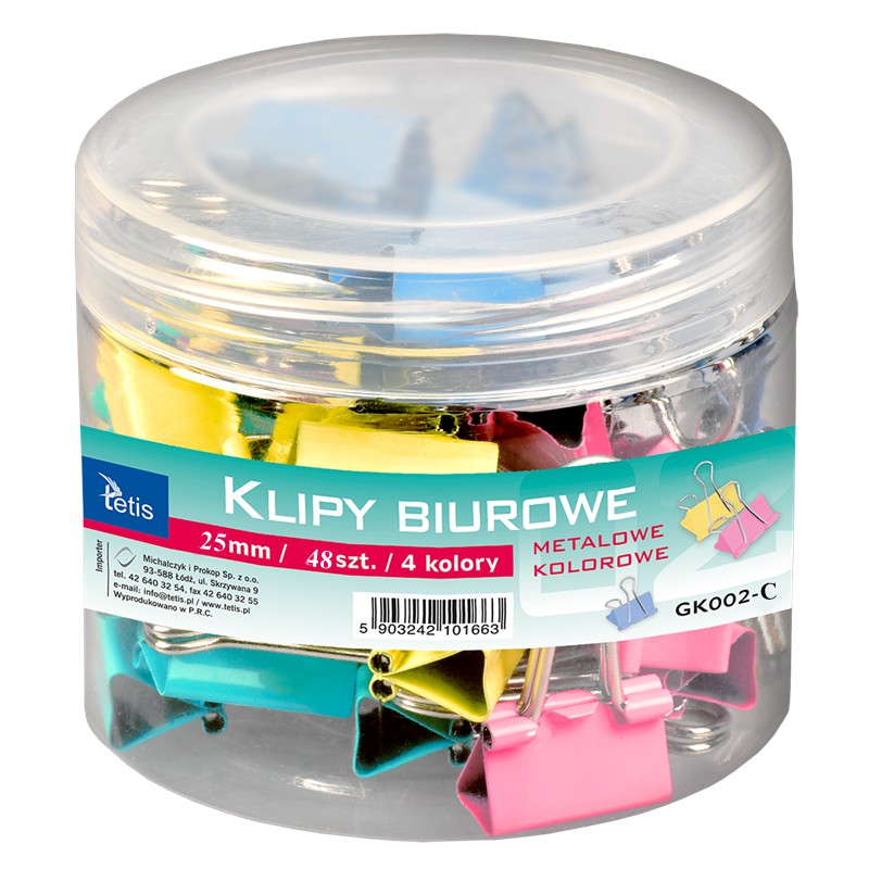 Clips 25 mm zestaw 48 sztuk kolorowe tuba | espryciarze.pl |Zamów online!