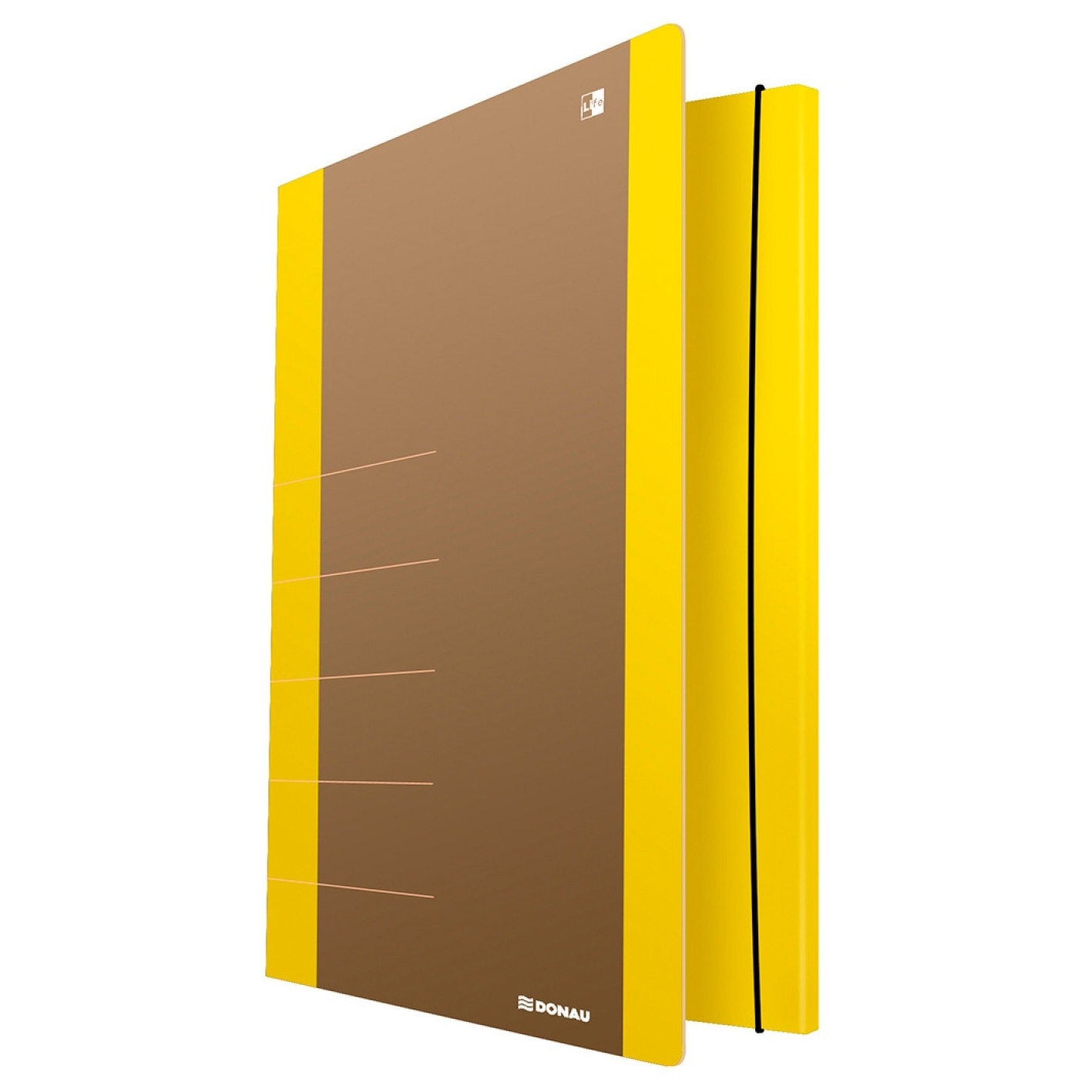 Teczka z gumką Donau life, karton, A4, 500gsm, 3-skrzydłowa, żółty | espryciarze.pl |Złap promocję!