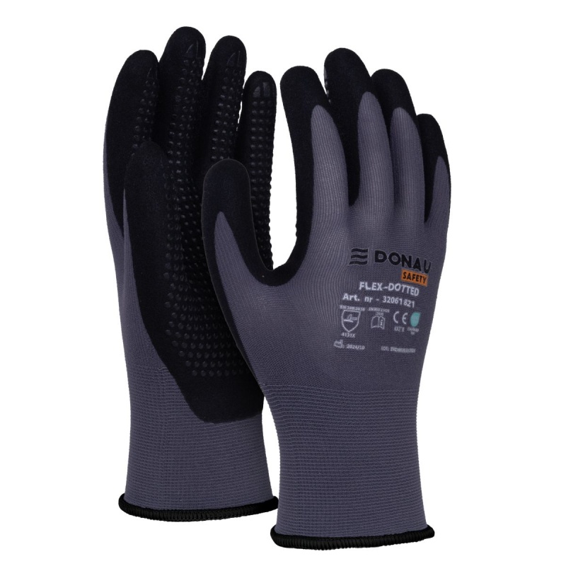 Rękawice Donau Safety Flex Dotted rozmiar 10 szare | espryciarze.pl |Kliknij i kup!
