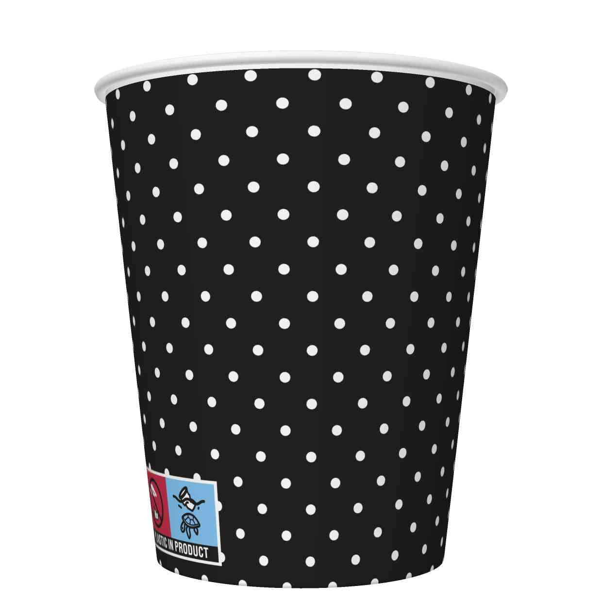 Kubki papierowe SUP White Dots on Black zestaw 8 sztuk. - 250 ml O 8 x 9,1 230 [g/m2] | espryciarze.pl |Zgarnij ofertę!