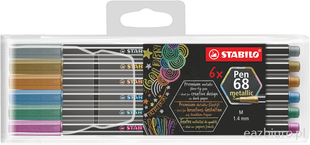 Flamastry Stabilo pen 68 metallic etui zestaw 6 sztuk | espryciarze.pl |Zamów online!