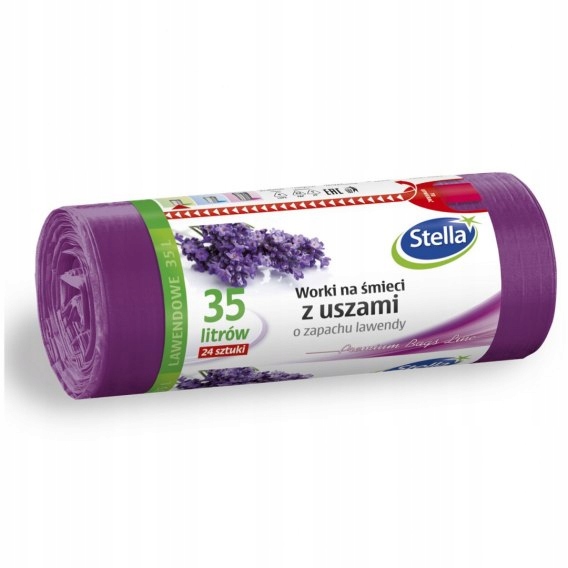 Worki na śmieci z uszami Stella, zapach lawendy, 35 l, zestaw 24 sztuk. | espryciarze.pl |Kliknij i kup!