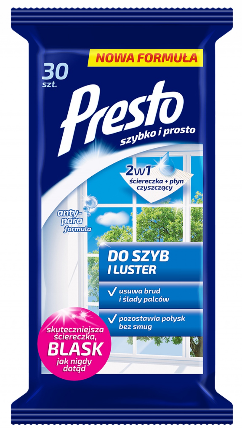 Ż-chusteczki Presto do szyb i luster, 30szt., biał | espryciarze.pl | Postaw na jakość