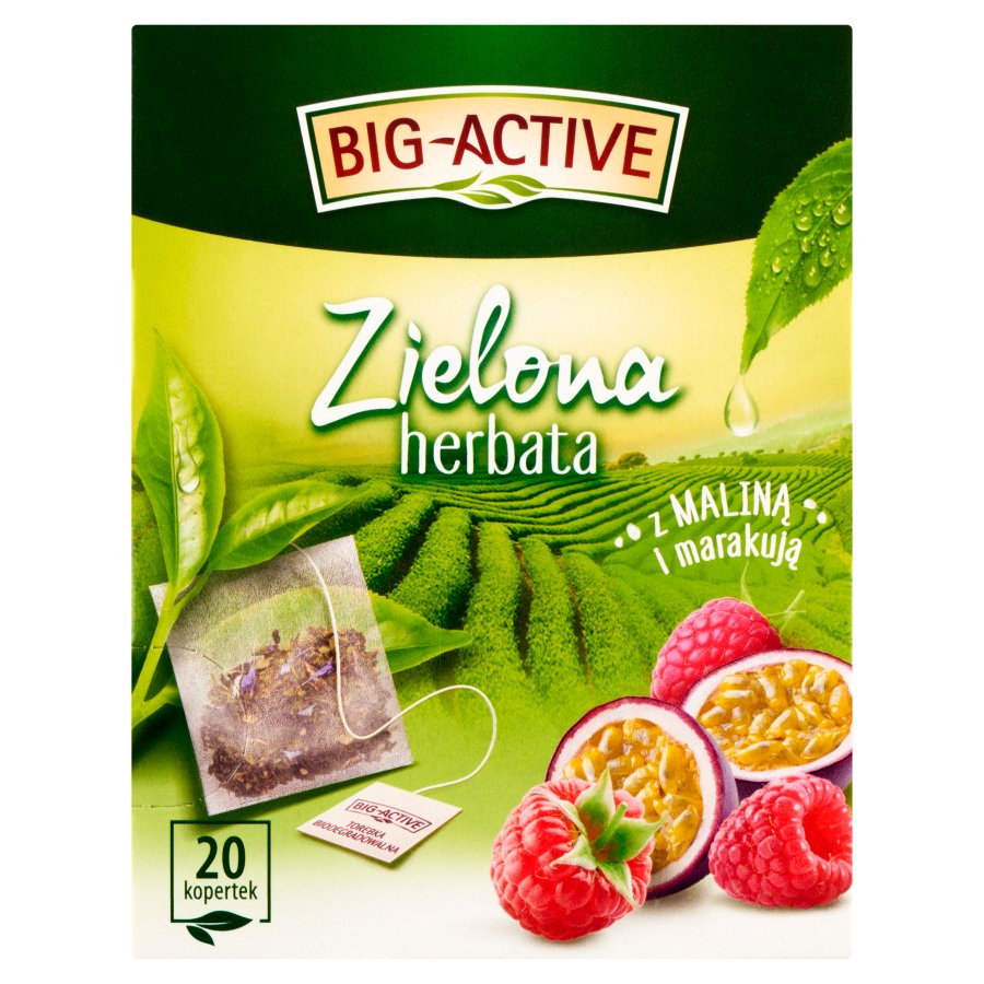 Herbata big active, zielona z maliną i marakują, 20 torebek | espryciarze.pl |Złap promocję!