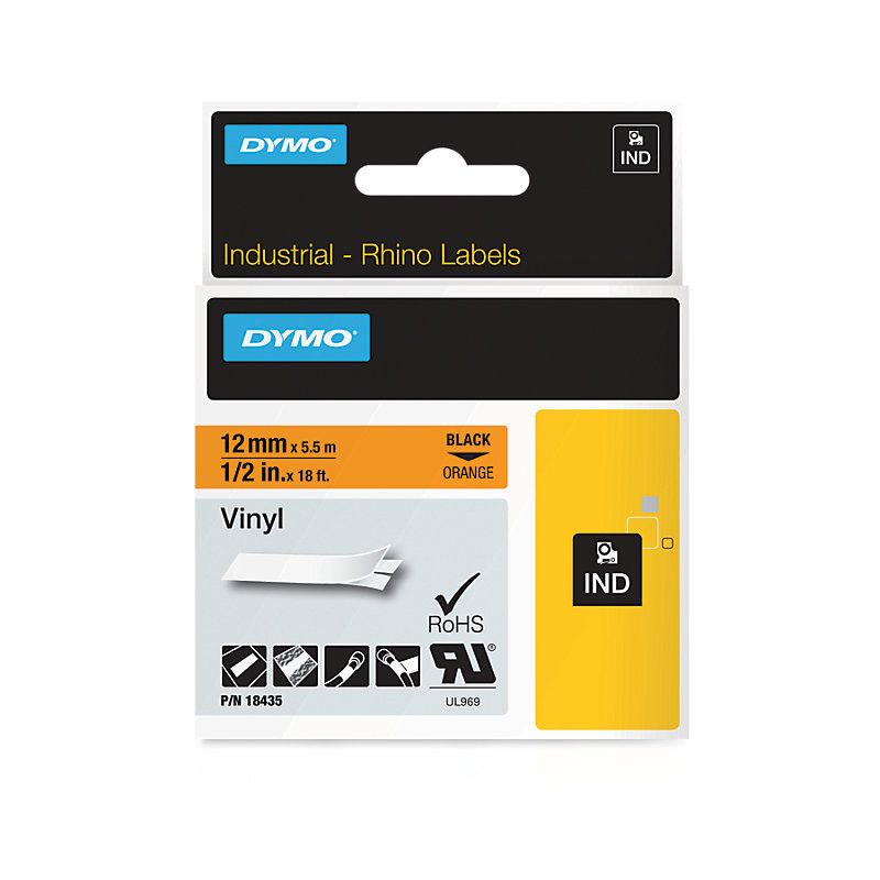 Taśma winylowa Dymo 12 mm x 5,5 m czarny pomarańczowa | espryciarze.pl |Kup w super cenie!