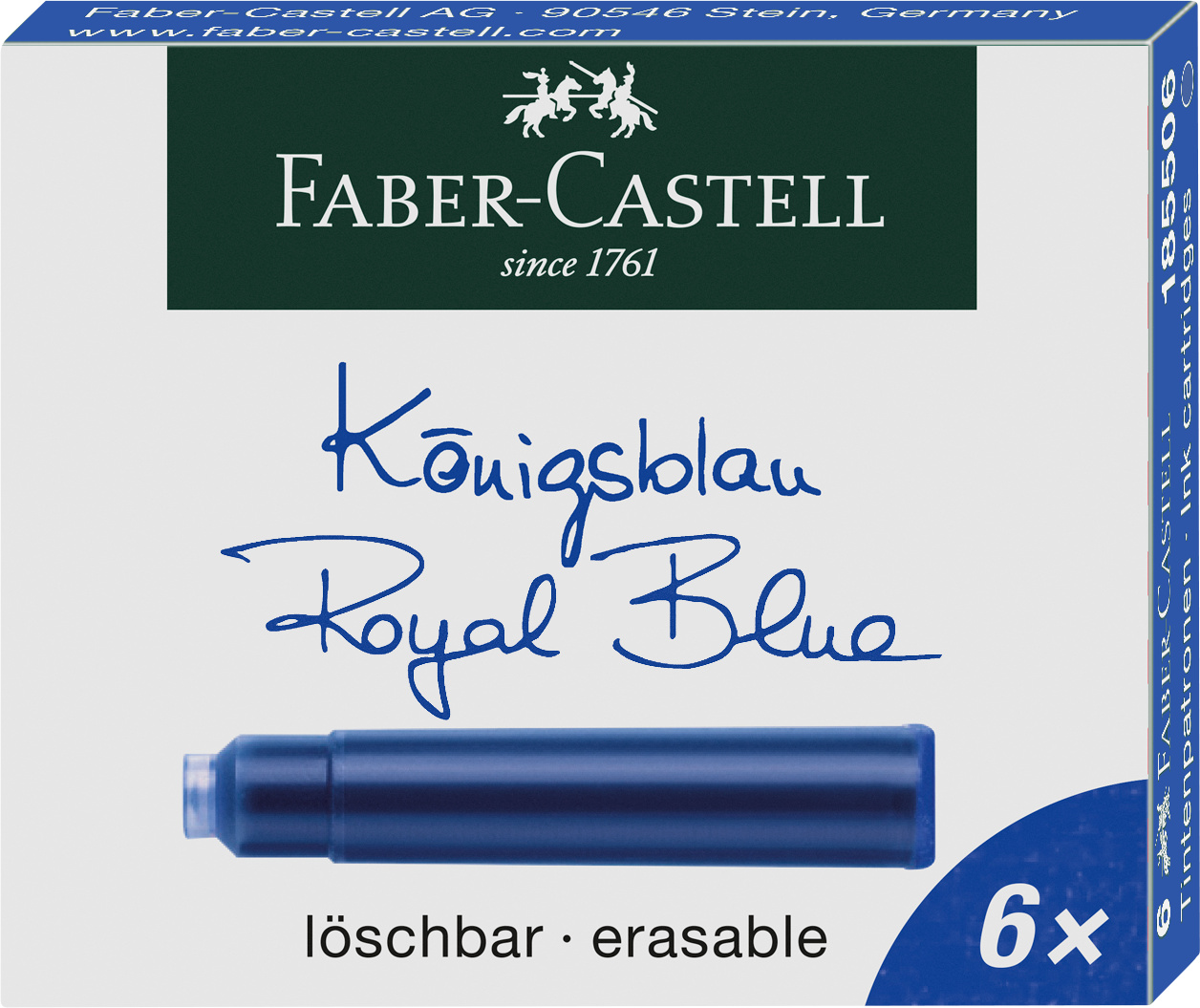 Naboje atramentowe krótkie niebieskie zestaw 6 sztuk kartonik Faber-Castell | espryciarze.pl |Kup teraz!
