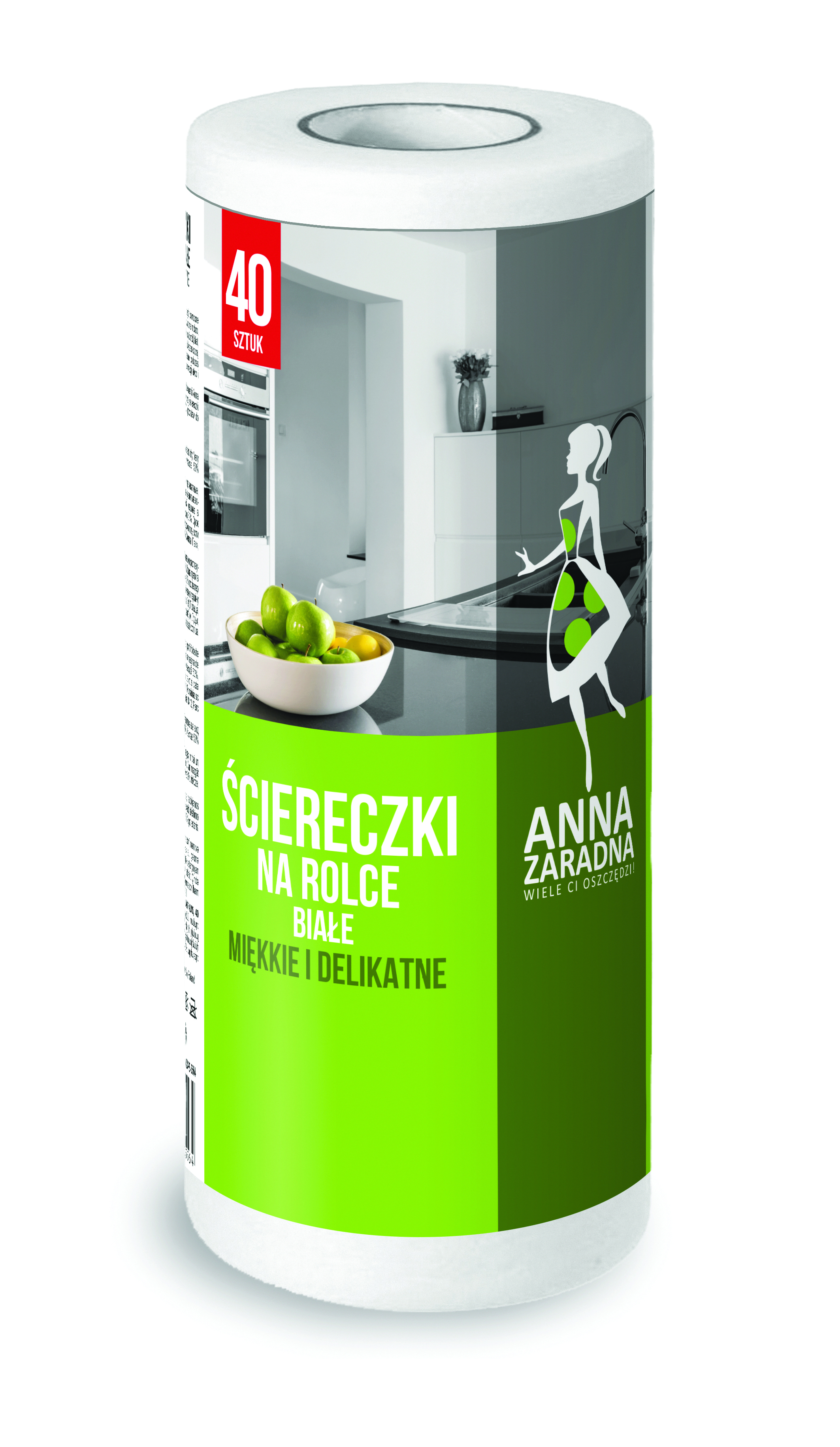 Ściereczki na rolce Anna Zaradna, zestaw 40 sztuk., białe, biały | espryciarze.pl |Kup taniej!