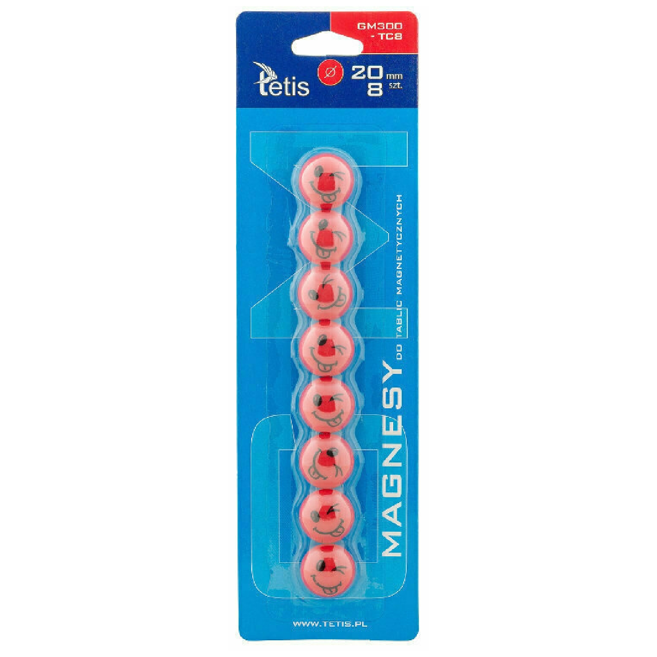 Magnesy Tetis z językiem czerwone 20 mm zestaw 8 sztuk | espryciarze.pl |Kup w super cenie!