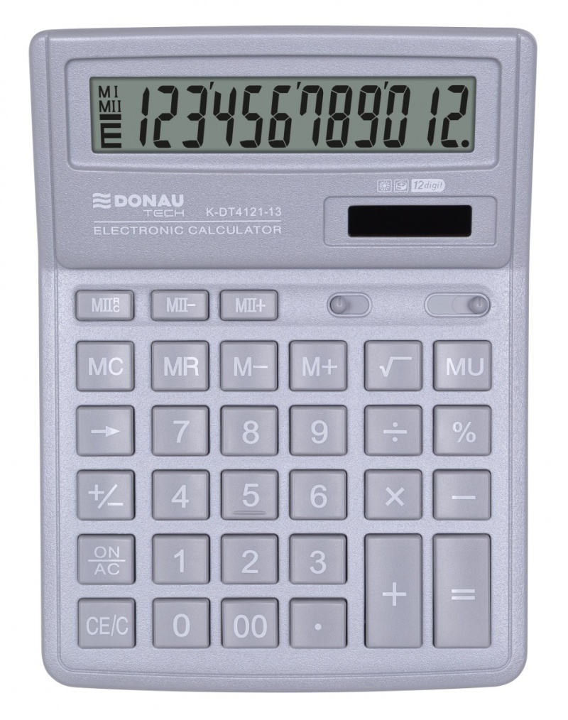 Kalkulator biurowy Donau Tech 12-cyfrowowy wyświetlacz 190x143x40 mm jasny szary | espryciarze.pl |Kup teraz!