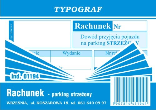 Druk paragon parkingowy A7 strzeżony Typograf | espryciarze.pl |Zamów dziś!