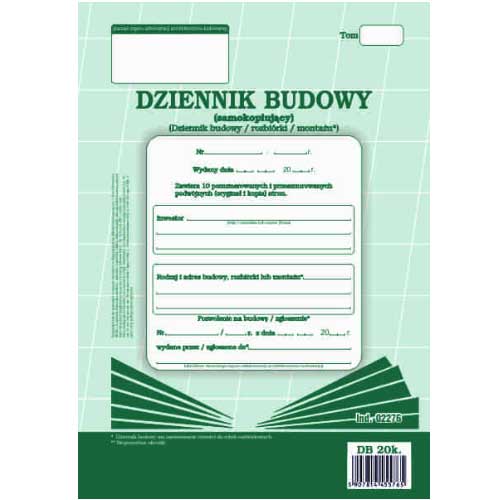 Druk dziennik budowy A4 20 kartek samokopiujący | espryciarze.pl |Zamów natychmiast!