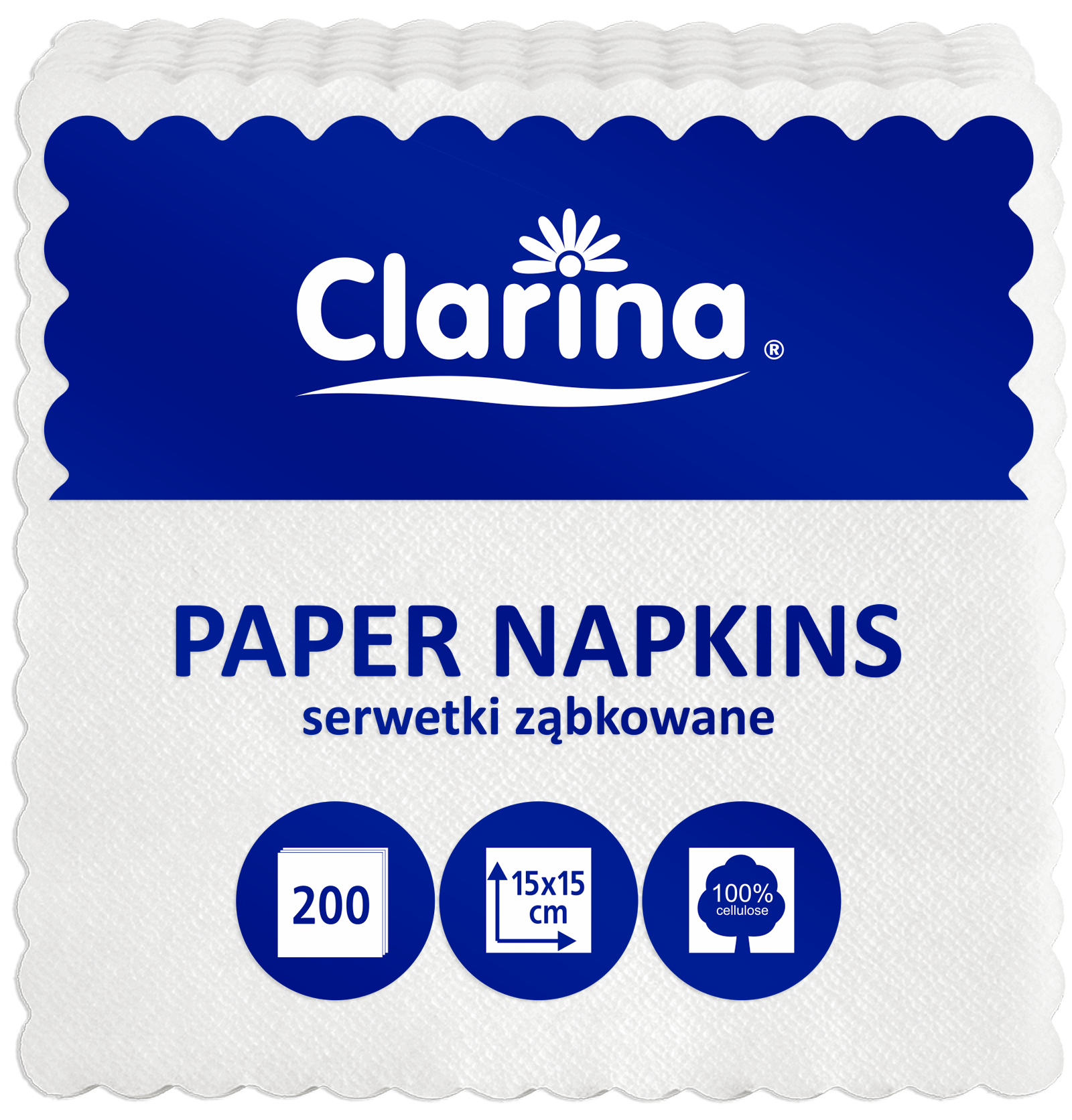 Serwetki gastronomiczne ząbkowane tłoczone 1w, Clarina 1w, białe, 15 200 | espryciarze.pl |Kliknij i kup!