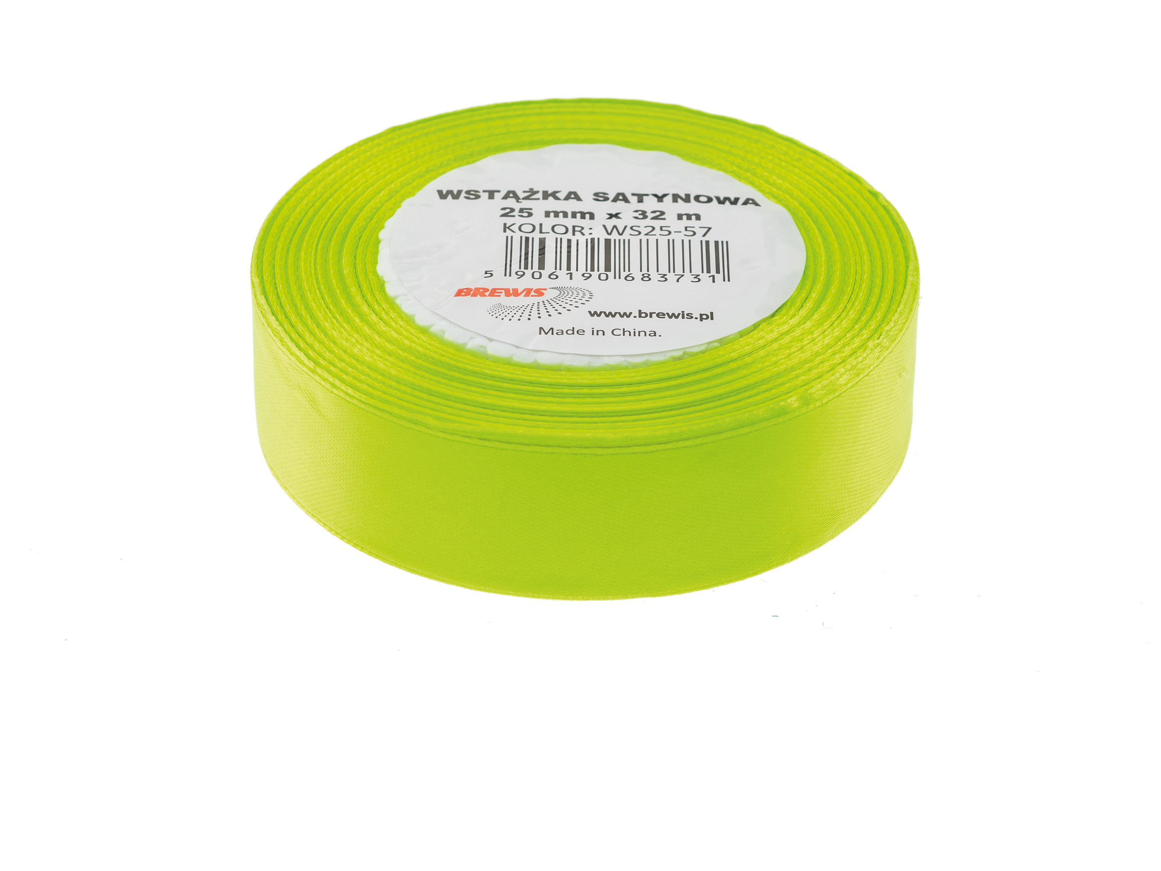 Wstążka Brewis satynowa 25 mm 32 m zielony neon | espryciarze.pl |Zgarnij ofertę!