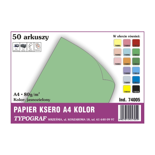 Papier ksero A4 jasnozielony 80 g/50ark | espryciarze.pl |Kup taniej!