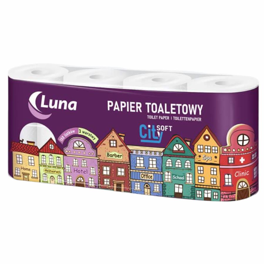 Papier toaletowy Luna City Soft 8 rolek celuloza 3-warstwowy 150 listków | espryciarze.pl |Nie zwlekaj!