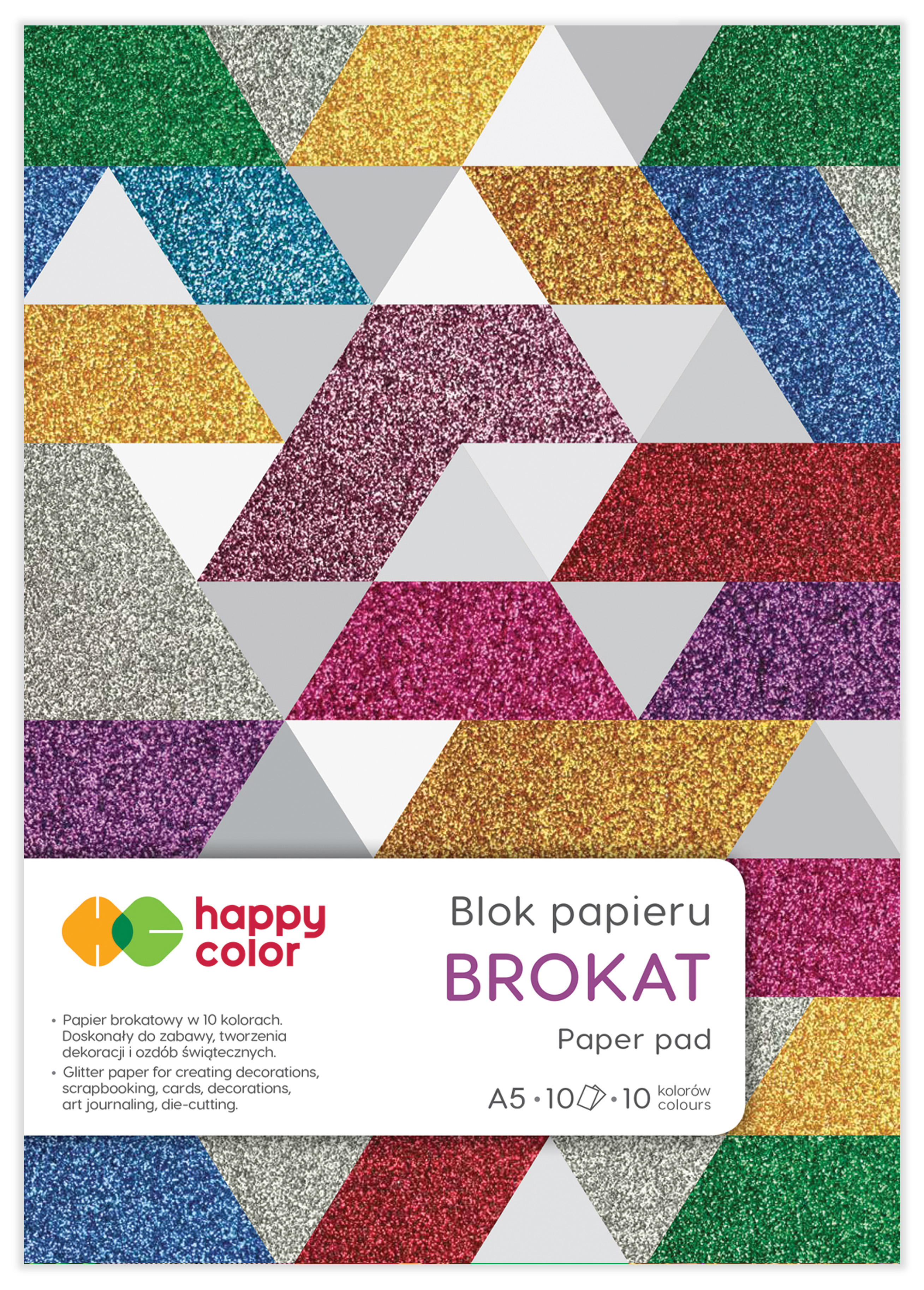Blok brokatowy, A4, 150 g, zestaw 10 arkuszy, 10 kolorów | espryciarze.pl |Zamów natychmiast!