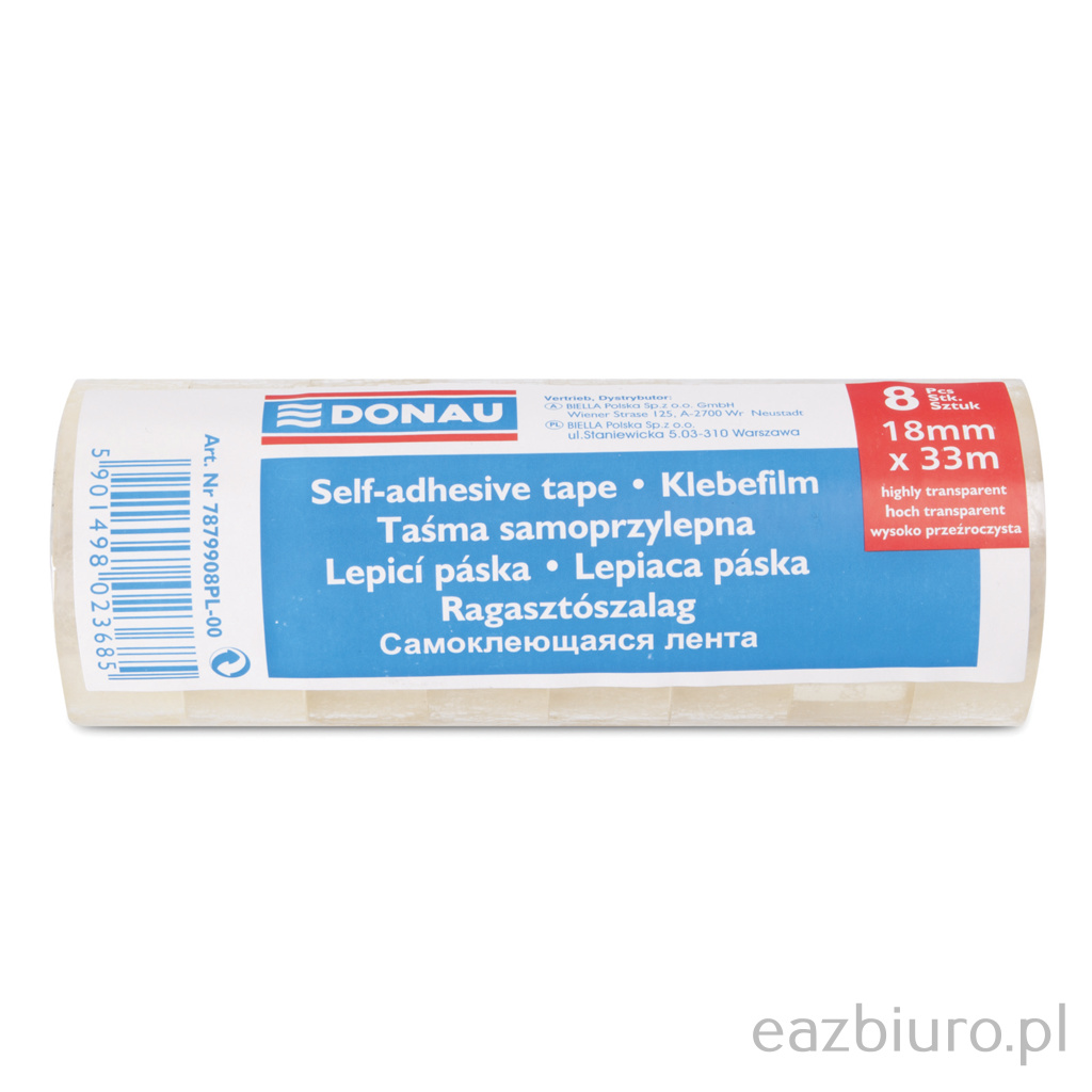 Taśma biurowa Donau, 18 mm, 33 m, zestaw 8 sztuk | espryciarze.pl |Złap promocję!