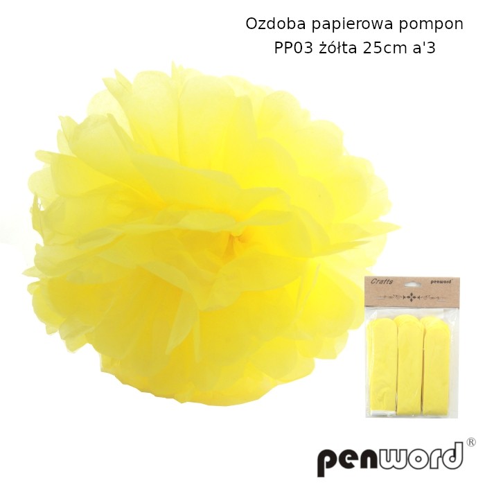 Ozdoba papierowa pompon pp03 żółta 25 cm a'3 | espryciarze.pl |Zamów natychmiast!