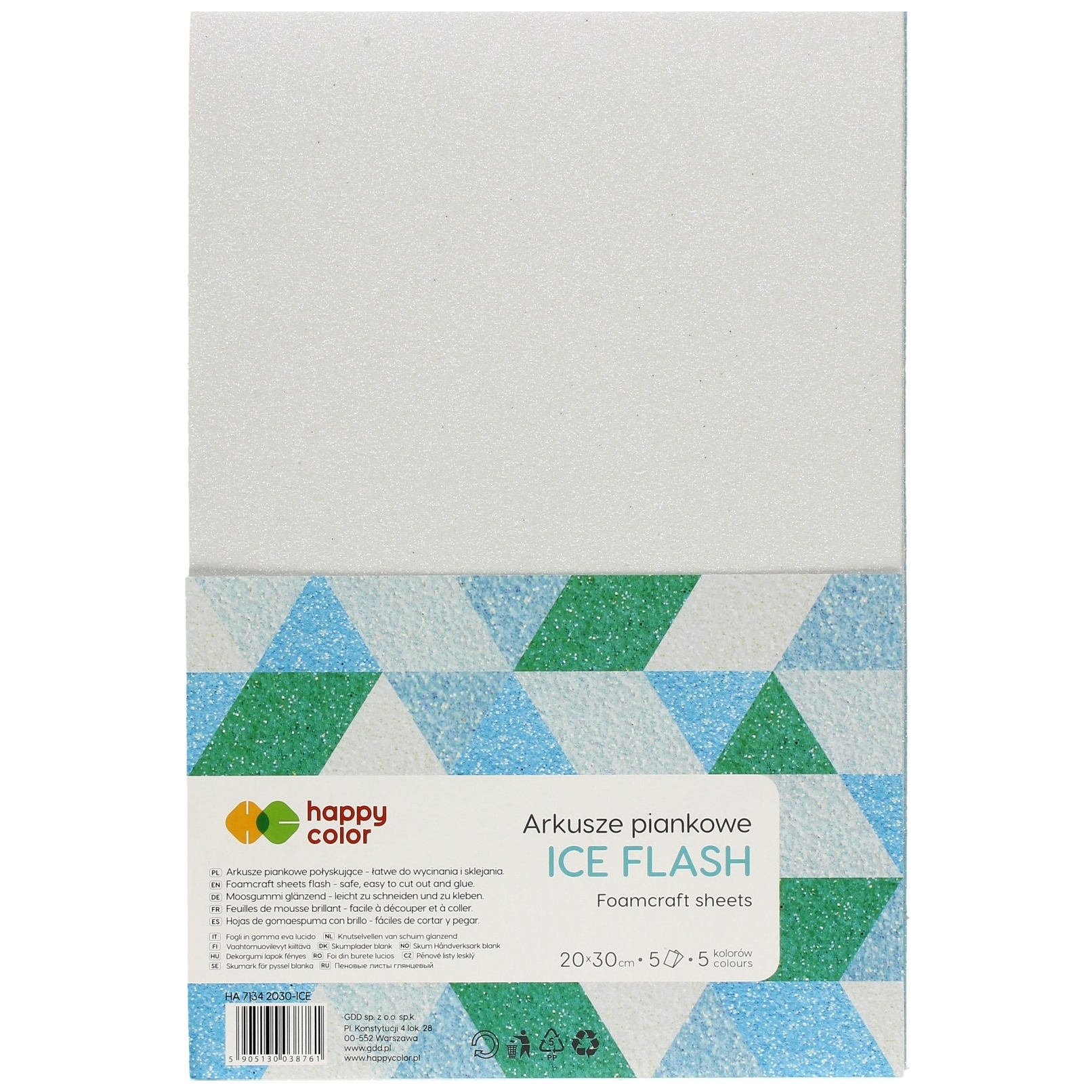 Arkusze piankowe ice flash A4, zestaw 5 sztuk, 5 kolorów, Happy Color | espryciarze.pl |Kup w super cenie!